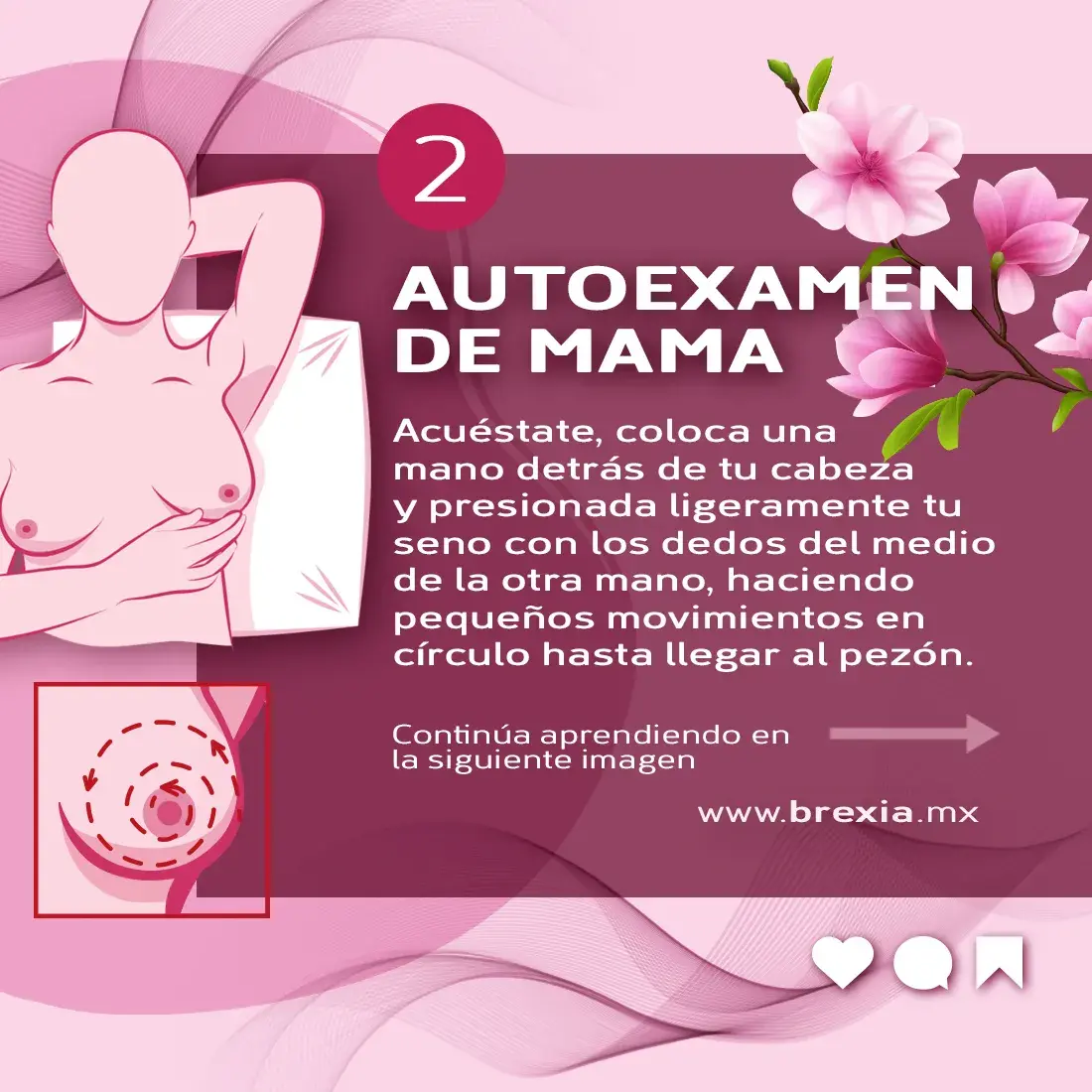 Autoexploración de mama mediante de palpaciones en el seno 